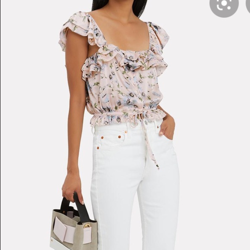 Loveshackfancy Pink floral cropped tank